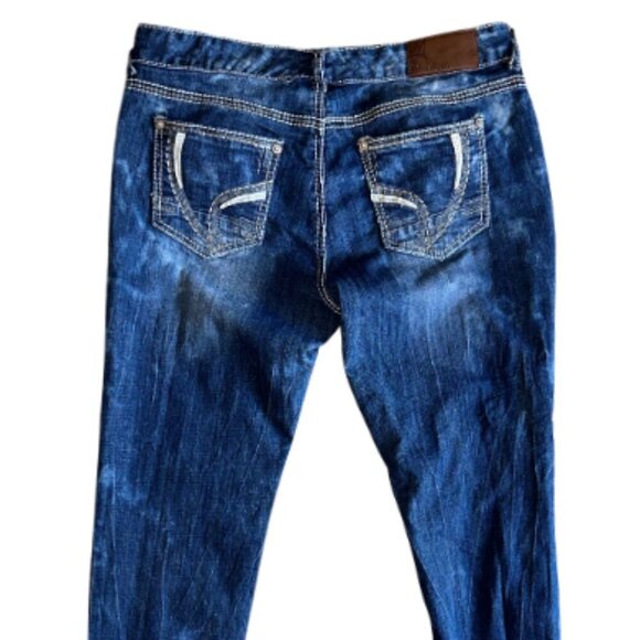 Ariya Jeans Dark Blue Women White Stitching Embellished Pockets Size 11 / 12 - Picture 14 of 14